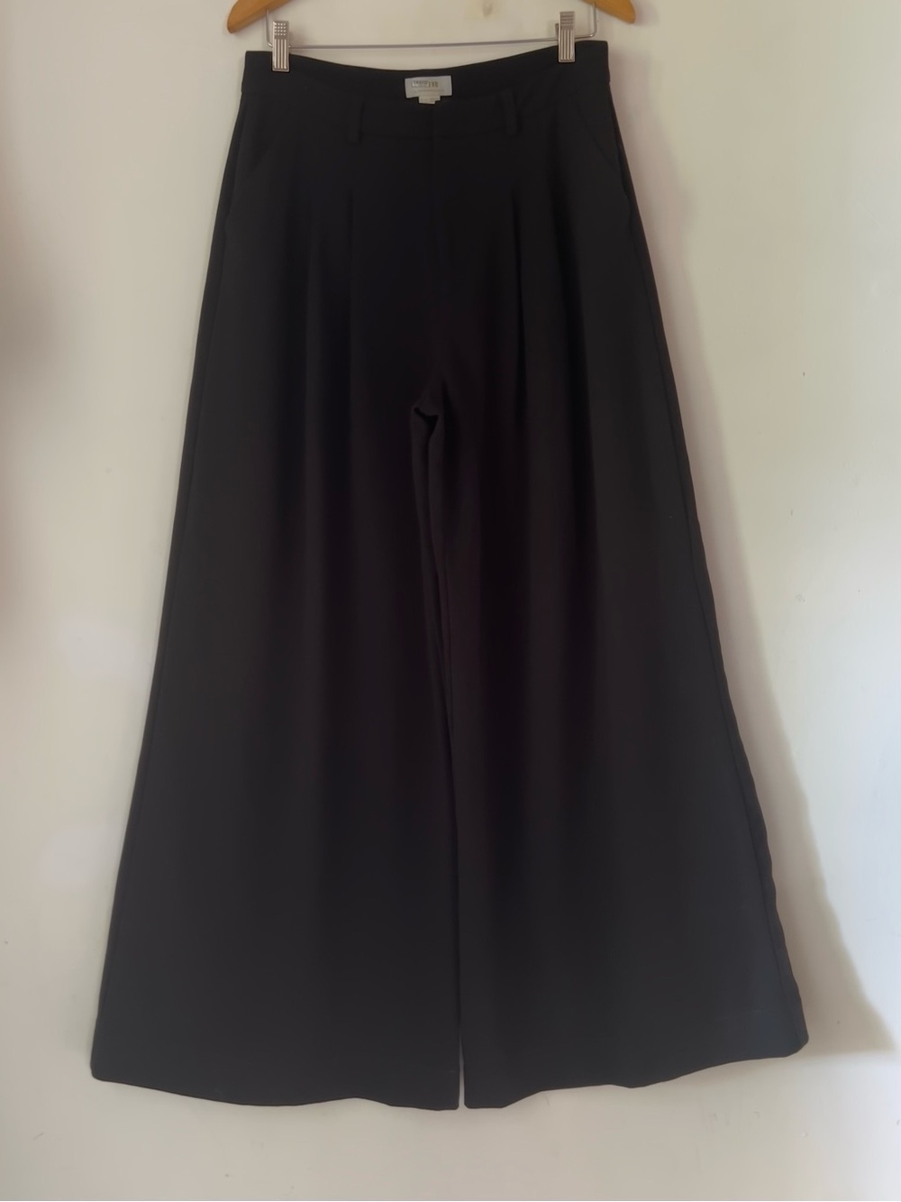 Anthropologie Maeve Black Super Wide Leg Pleated Trousers Sz 10 - Picture 4 of 14